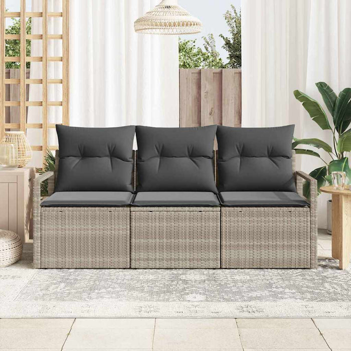 Set Divano da Giardino con cuscino 3 pz-Sofa da Giardino-Divanetto da esterno Grigio chiaro