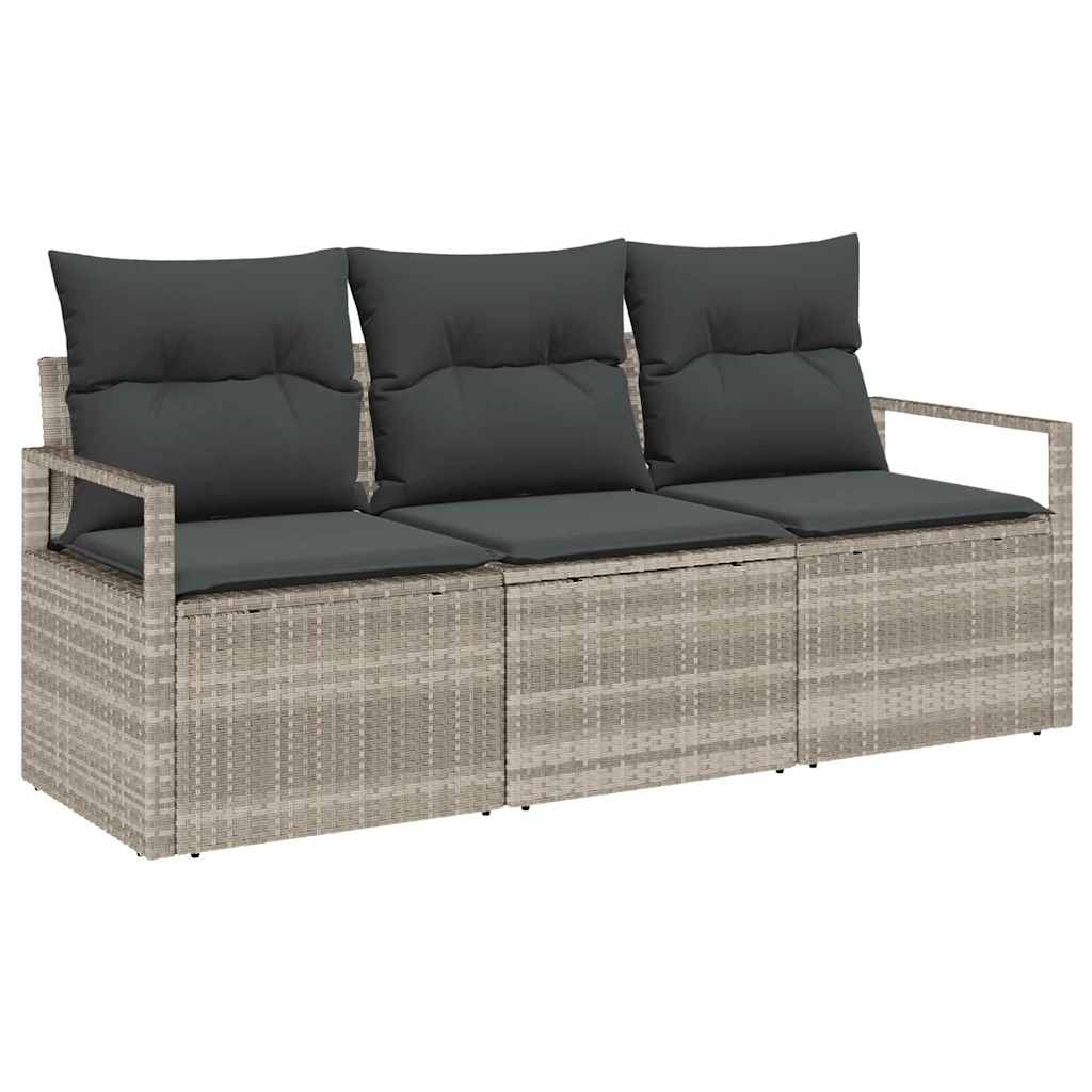 Set Divano da Giardino con cuscino 3 pz-Sofa da Giardino-Divanetto da esterno Grigio chiaro