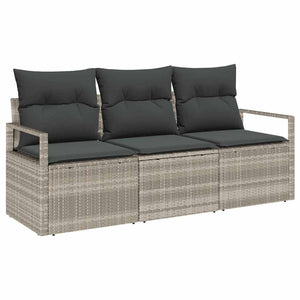 Set Divano da Giardino con cuscino 3 pz-Sofa da Giardino-Divanetto da esterno Grigio chiaro