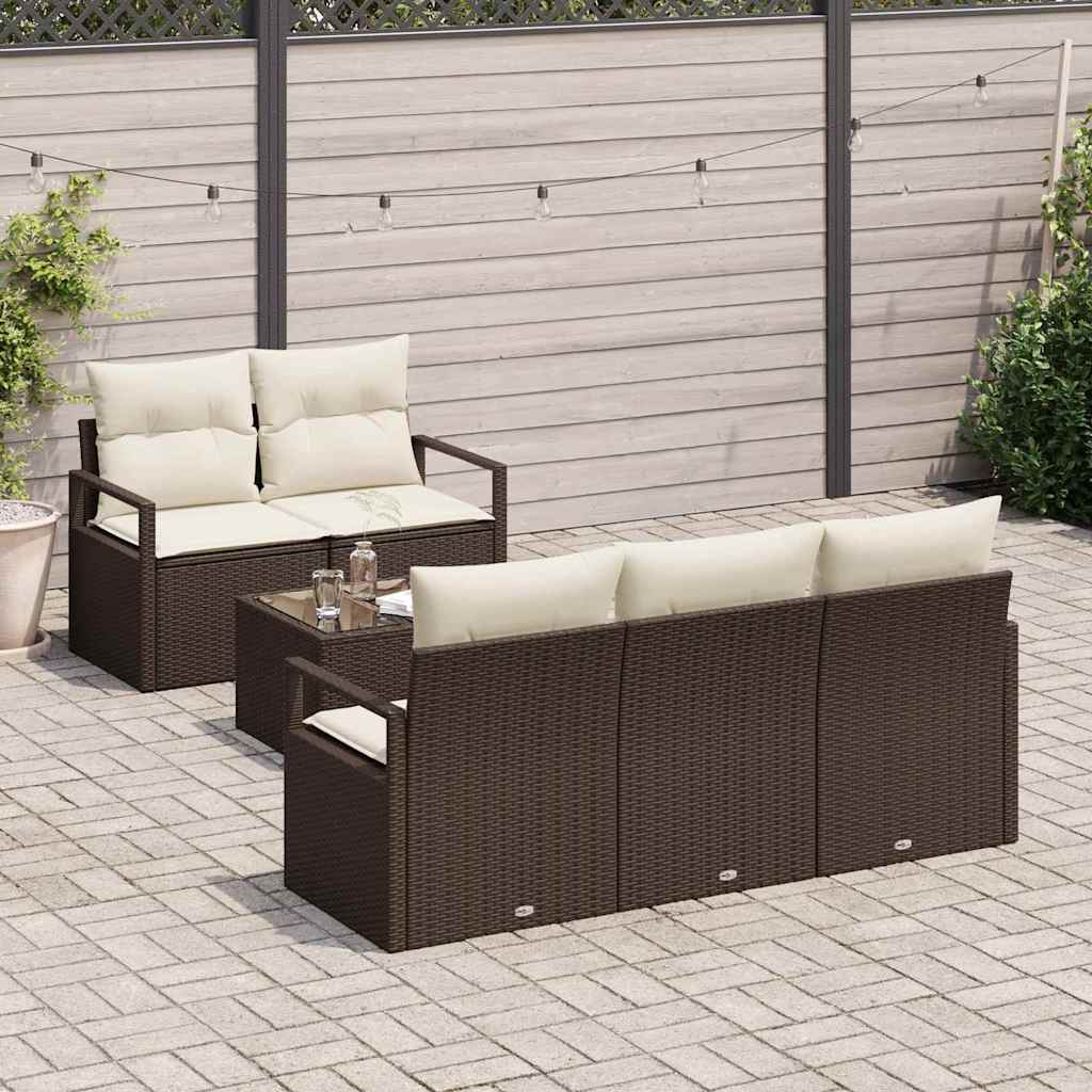 Set di divani da giardino di 6 pezzi in rattan sintetico marrone 3354927