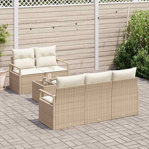 Set da giardino di 6 divani con cuscini beige in rattan 3354930