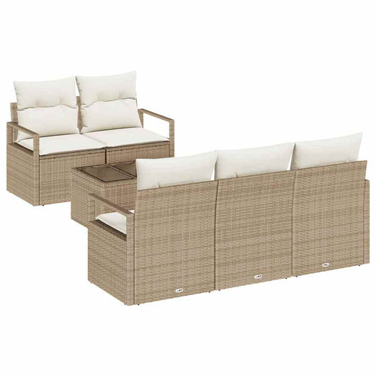 Set da giardino di 6 divani con cuscini beige in rattan 3354930