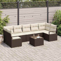 Set da Giardino 8 Pezzi con Cuscini Marrone in Rattan Sintetico 3354967