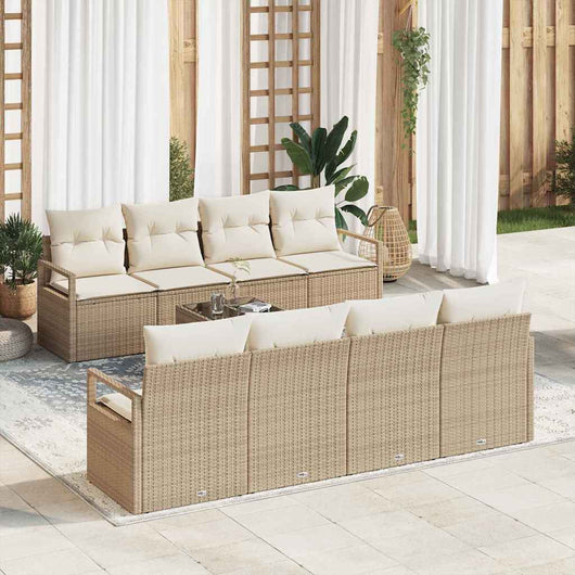 Set di divano da giardino 9 pezzi con cuscini Beige 3354980