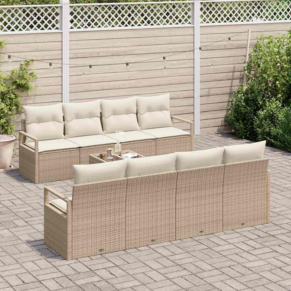 Set di divano da giardino 9 pezzi con cuscini Beige 3354980