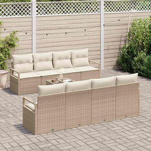 Set di divano da giardino 9 pezzi con cuscini Beige 3354980