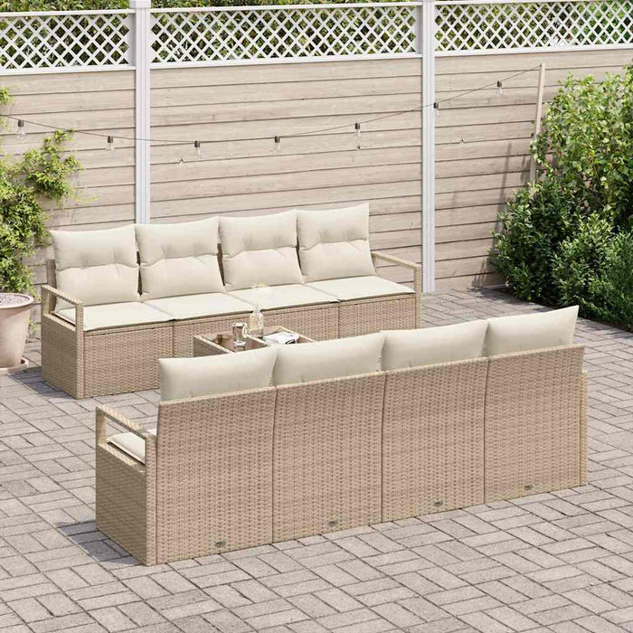 Set di divano da giardino 9 pezzi con cuscini Beige 3354980