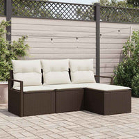Set Divano da Giardino con cuscino 4 pz-Sofa da Giardino-Divanetto da esterno Marrone e Crema 851013
