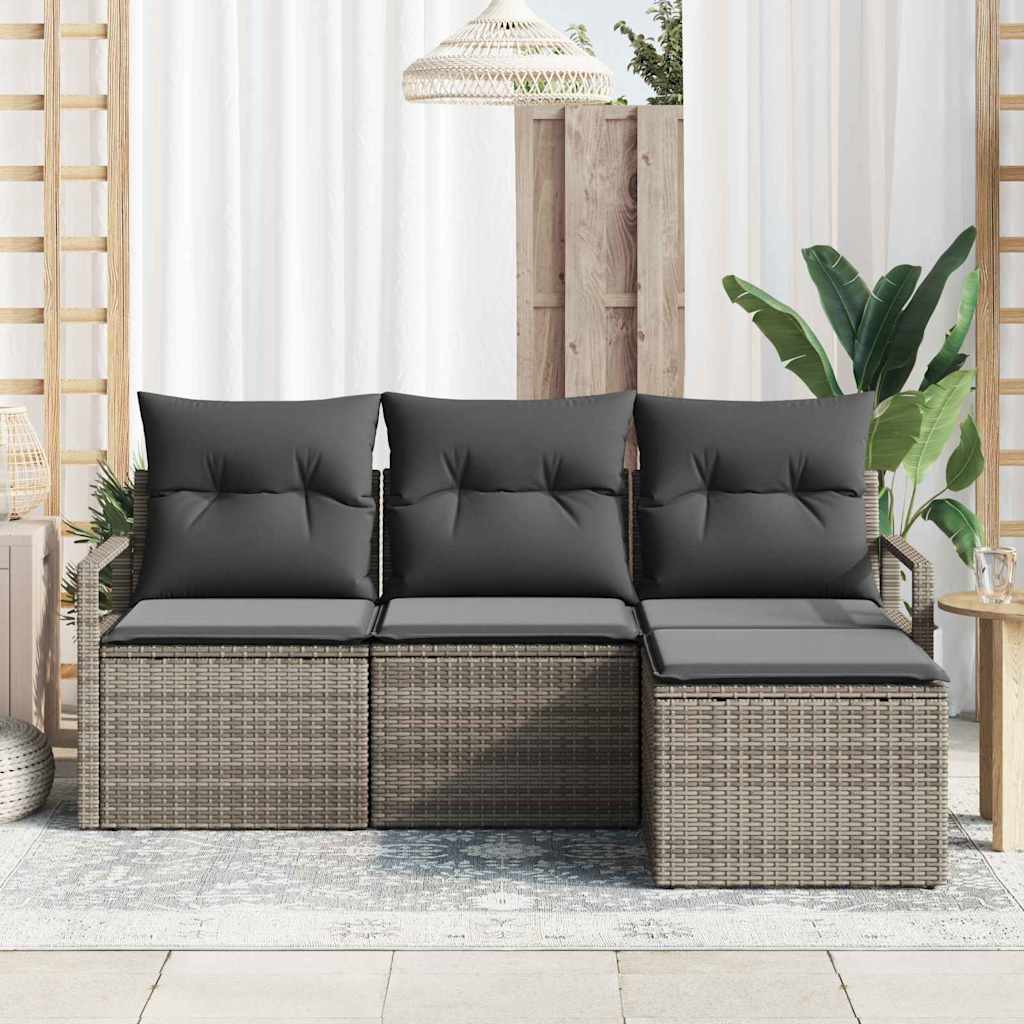 Set Divano da Giardino con cuscino 4 pz-Sofa da Giardino-Divanetto da esterno Grigio