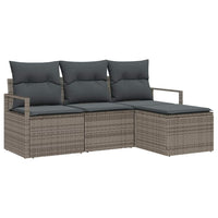Set Divano da Giardino con cuscino 4 pz-Sofa da Giardino-Divanetto da esterno Grigio