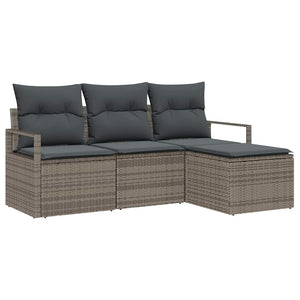 Set Divano da Giardino con cuscino 4 pz-Sofa da Giardino-Divanetto da esterno Grigio