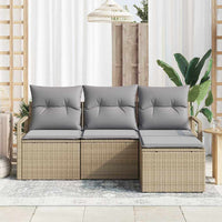Set Divano da Giardino con cuscino 4 pz-Sofa da Giardino-Divanetto da esterno Beige e Grigio Chiaro