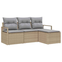 Set Divano da Giardino con cuscino 4 pz-Sofa da Giardino-Divanetto da esterno Beige e Grigio Chiaro