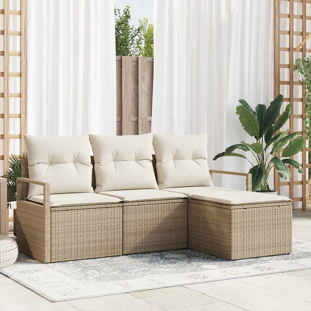 Set Divano da Giardino con cuscino 4 pcs Beige e Crema 3355000