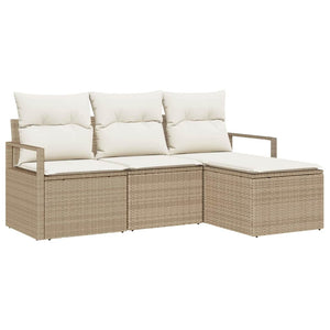 Set Divano da Giardino con cuscino 4 pz-Sofa da Giardino-Divanetto da esterno Beige e Crema