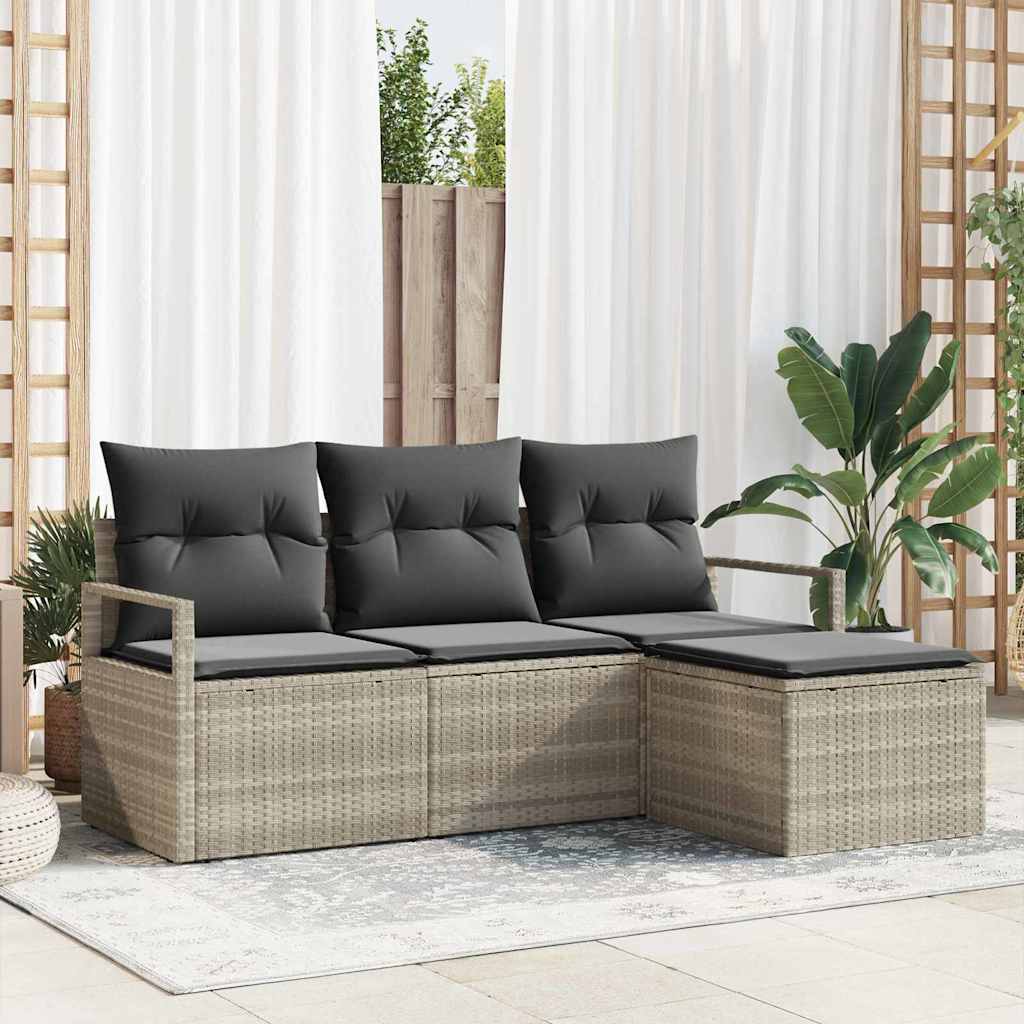 Set Divano da Giardino con cuscino 4 pz-Sofa da Giardino-Divanetto da esterno Grigio chiaro 953800