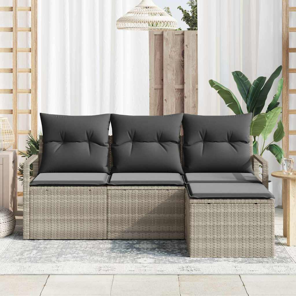 Set Divano da Giardino con cuscino 4 pz-Sofa da Giardino-Divanetto da esterno Grigio chiaro 953800