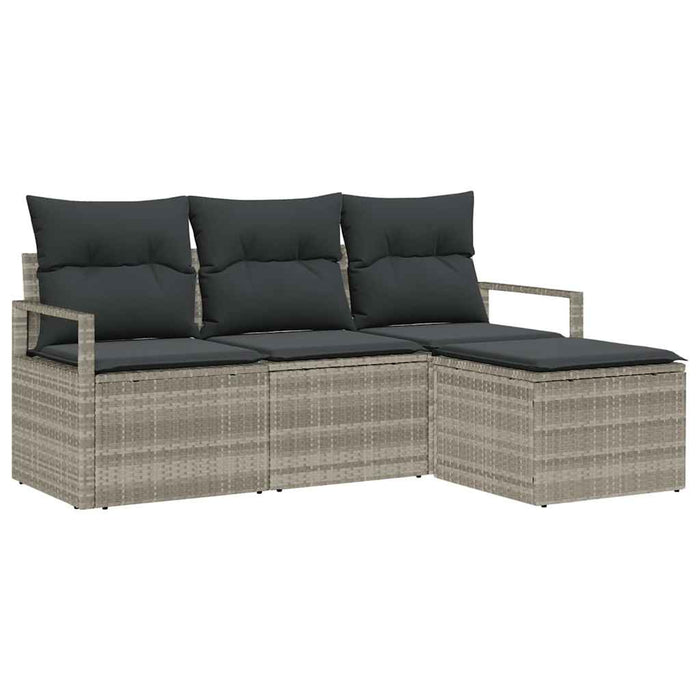 Set Divano da Giardino con cuscino 4 pz-Sofa da Giardino-Divanetto da esterno Grigio chiaro 953800