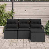 Set Giardino 4 Pezzi con Cuscini in Rattan Nero 3355002