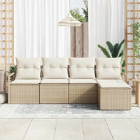 Set di Divani da Giardino a 5 Pezzi con Cuscini Beige in Rattan Sintetico 3355010
