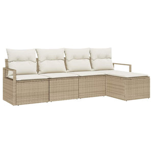 Set di Divani da Giardino a 5 Pezzi con Cuscini Beige in Rattan Sintetico 3355010