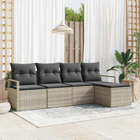 Set Divano da Giardino con cuscino 5 pz-Sofa da Giardino-Divanetto da esterno Grigio chiaro