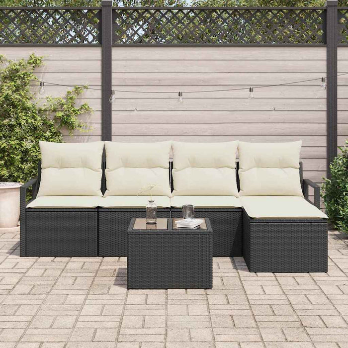Set da giardino 5 pezzi con cuscini marroni in polyrattan 3355016