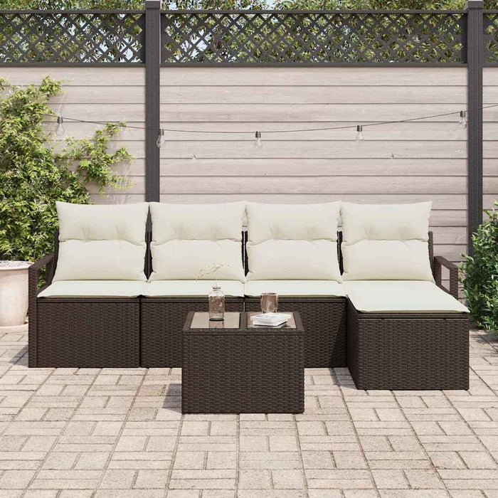 Set di divani da giardino 5 pezzi con cuscini in polirattan grigio 3355017