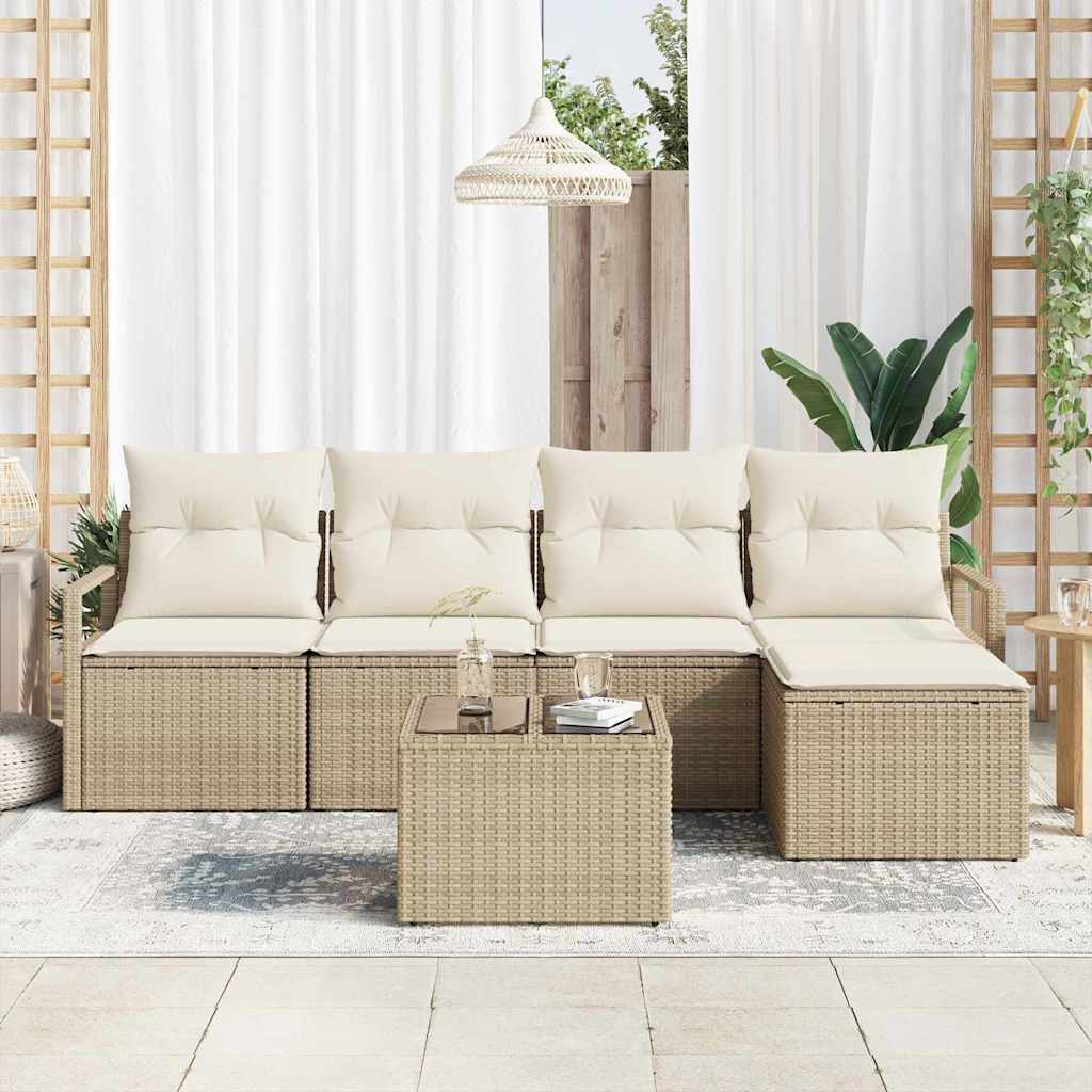 Set di divano da giardino 6 pezzi con cuscini in rattan sintetico marrone 3355020