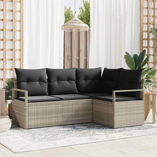 Set Divano da Giardino con cuscino 4 pz-Sofa da Giardino-Divanetto da esterno Grigio chiaro 522699