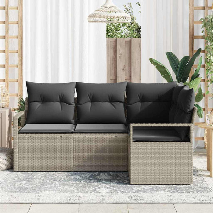 Set Divano da Giardino con cuscino 4 pz-Sofa da Giardino-Divanetto da esterno Grigio chiaro 522699