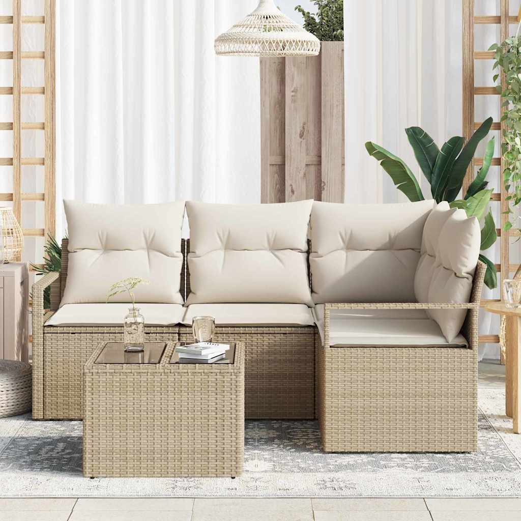 Set di Divani da Giardino in Polyrattan Marrone, 5 Pezzi, con Cuscini 3355040