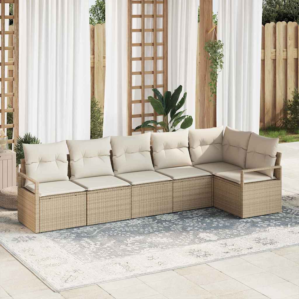 Set Divano da Giardino con cuscino 6 pcs Beige e Crema 3355070