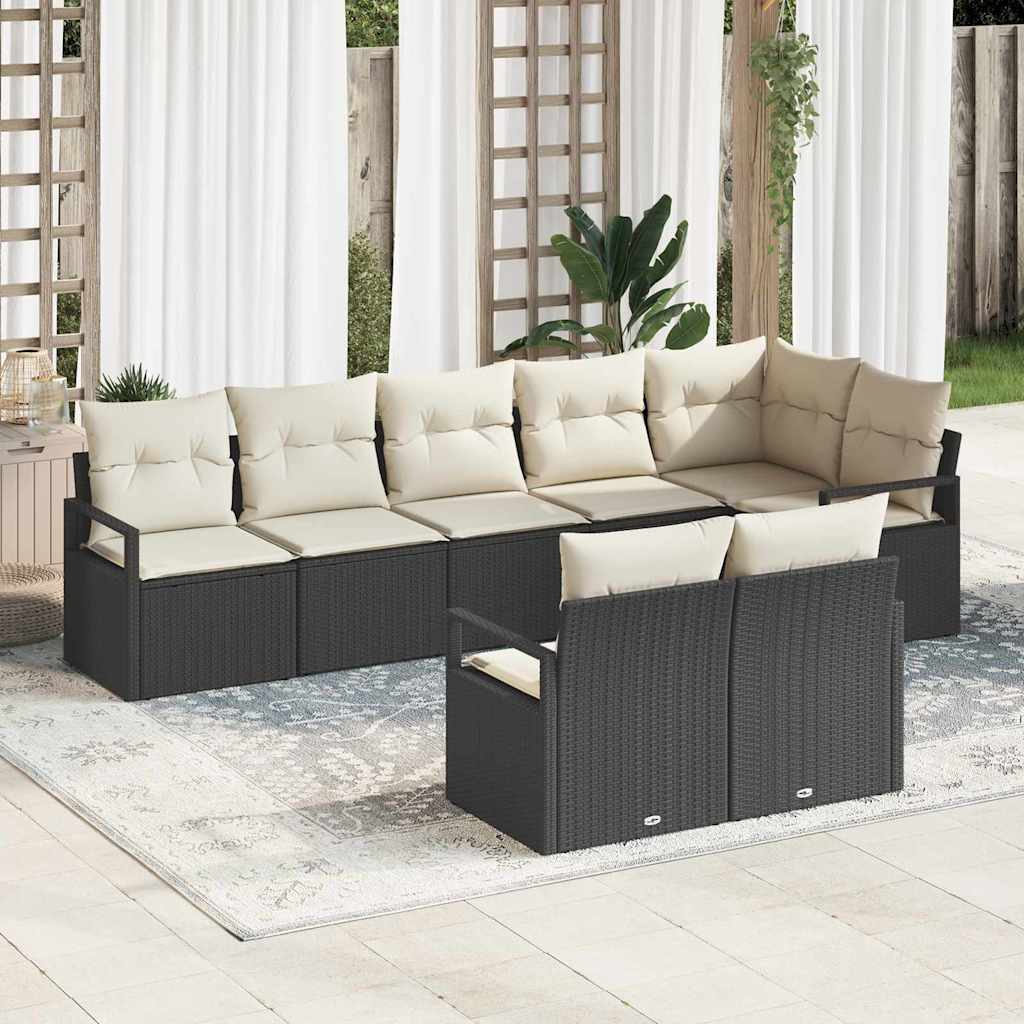 Set da Giardino  8 Pezzi in Rattan Nero 3355096
