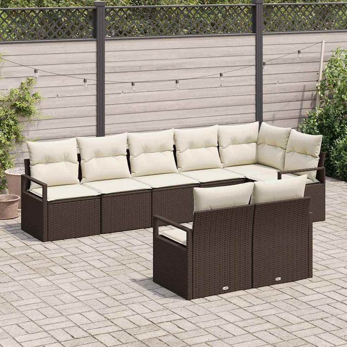 Set di divani da giardino 8 pezzi con cuscini, colore marrone, in rattan sintetico 3355097