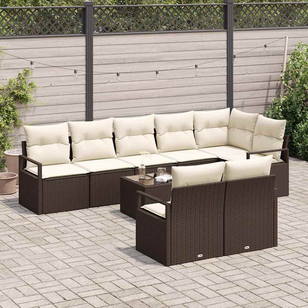 Set Giardino 8 Pezzi con Cuscini Grigi in Rattan Sintetico 3355107