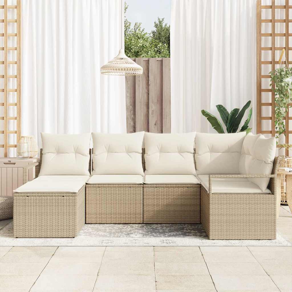 Set di divani da giardino 6 pezzi con cuscini beige in rattan 3355120