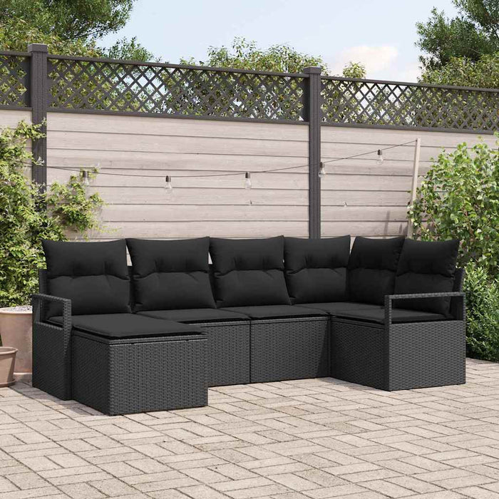 Set di divani da giardino 6 pezzi con cuscini in rattan sintetico nero 3355122