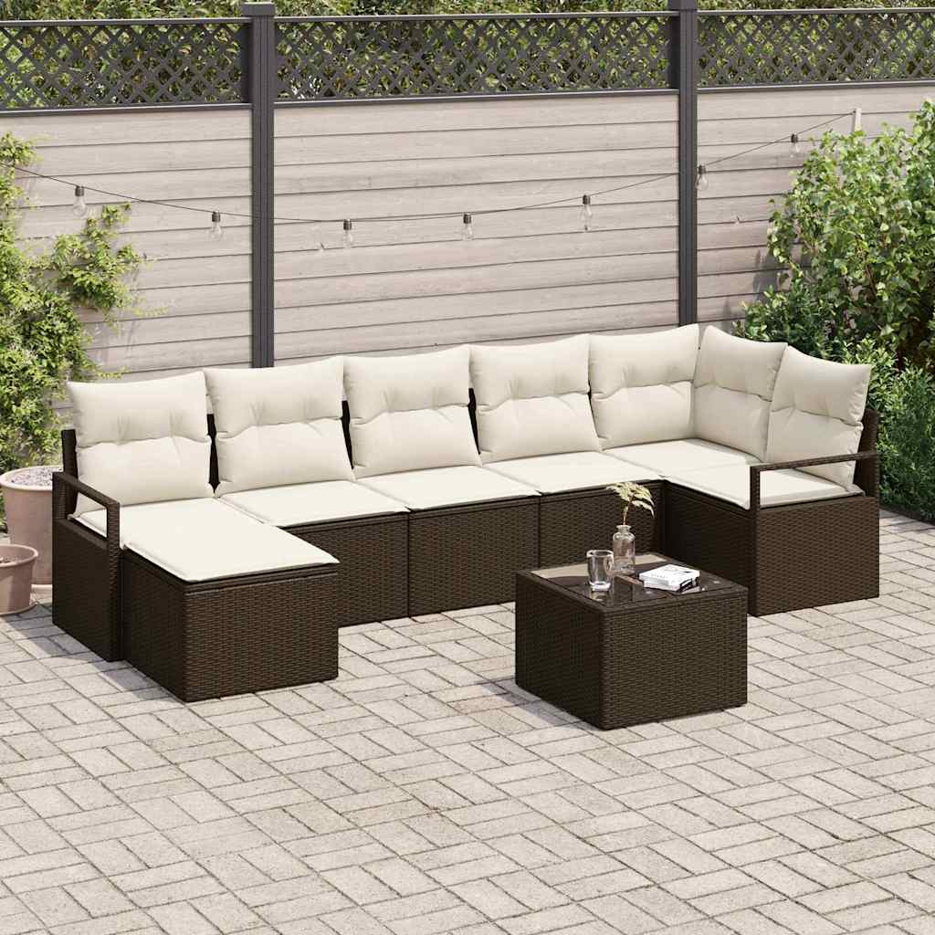 Set divano da giardino 7 pezzi con cuscini grigi in rattan sintetico 3355147