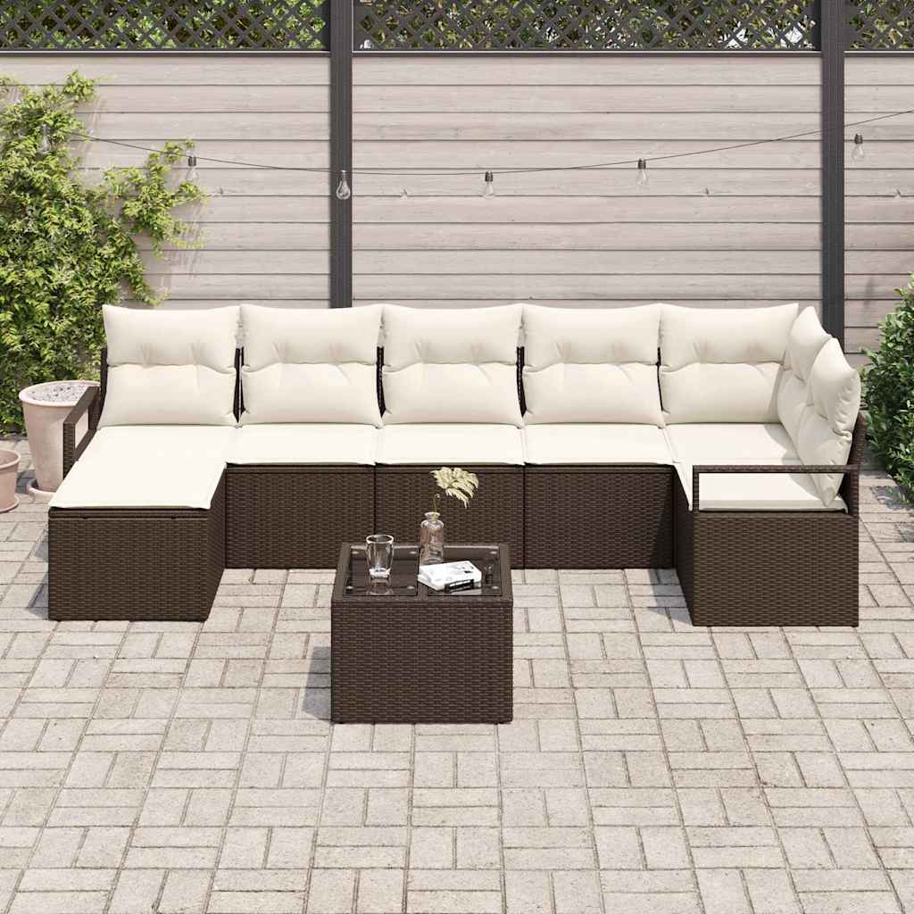 Set divano da giardino 7 pezzi con cuscini grigi in rattan sintetico 3355147