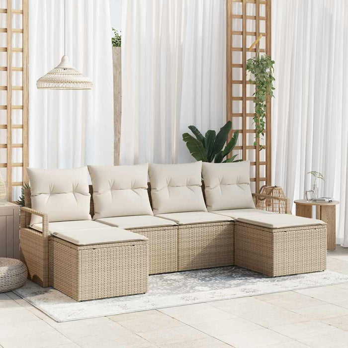 Set di divani da giardino 6 pezzi con cuscini beige in rattan sintetico 3355160