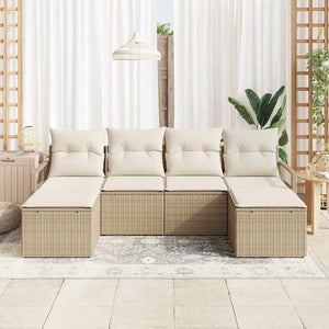 Set di divani da giardino 6 pezzi con cuscini beige in rattan sintetico 3355160