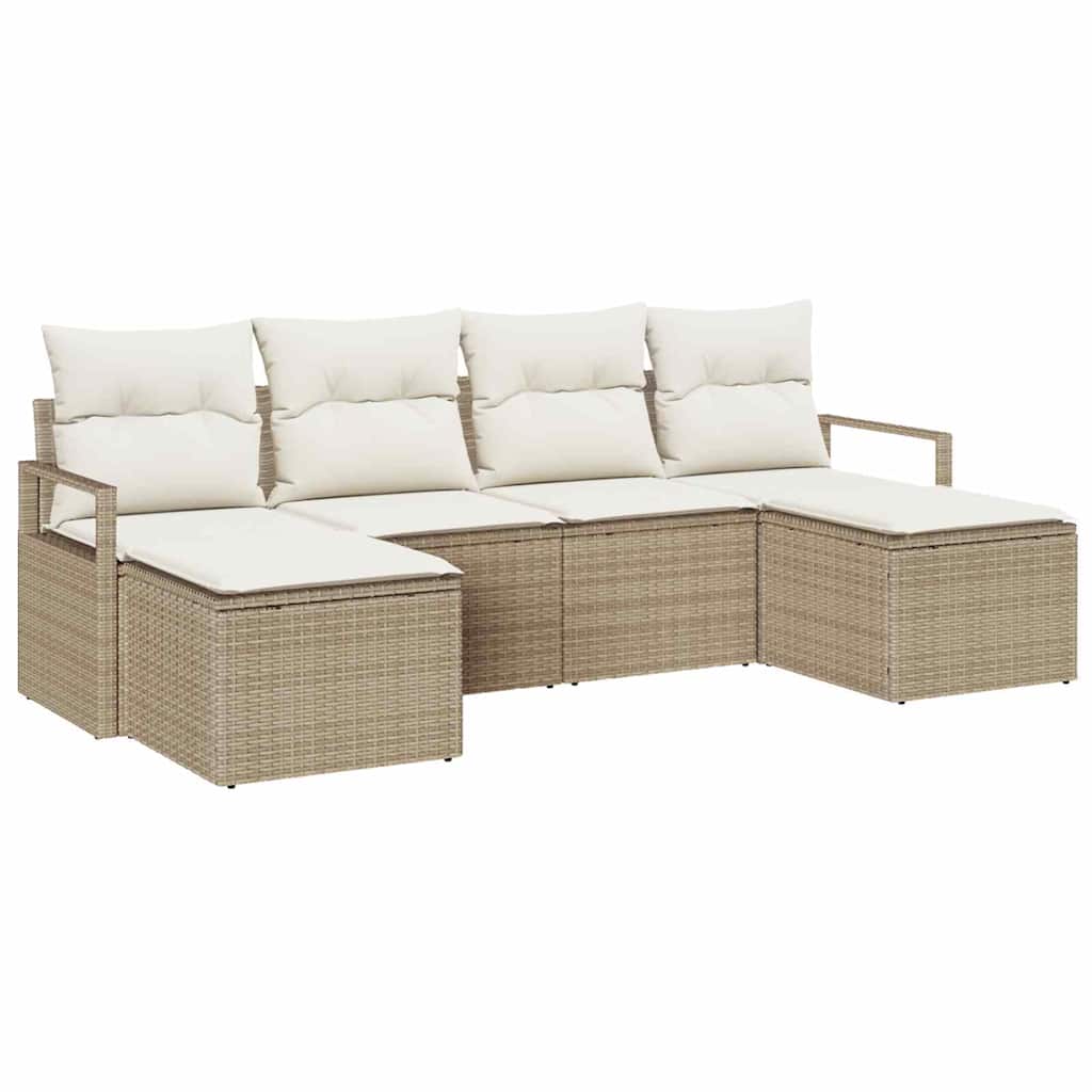Set di divani da giardino 6 pezzi con cuscini beige in rattan sintetico 3355160