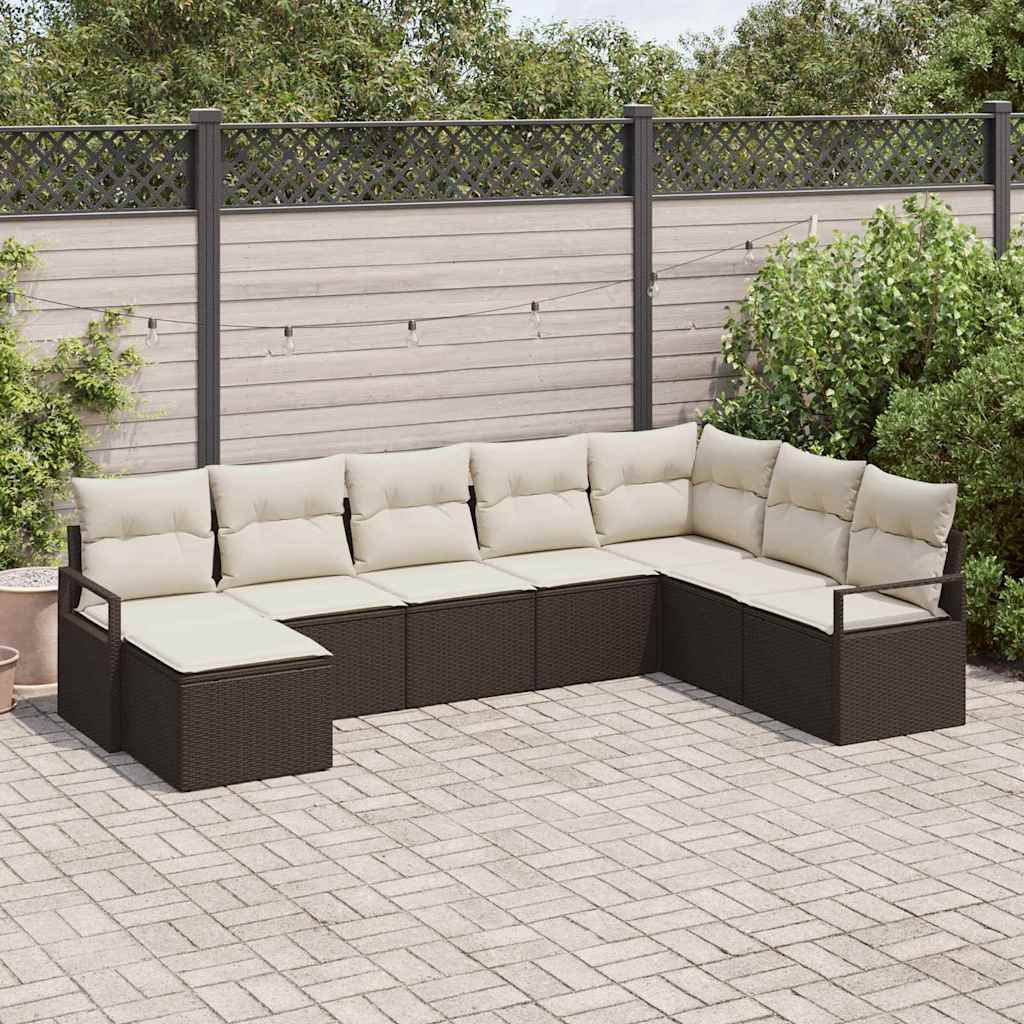 Set divano da giardino da 8 pezzi con cuscini in rattan marrone 3355167