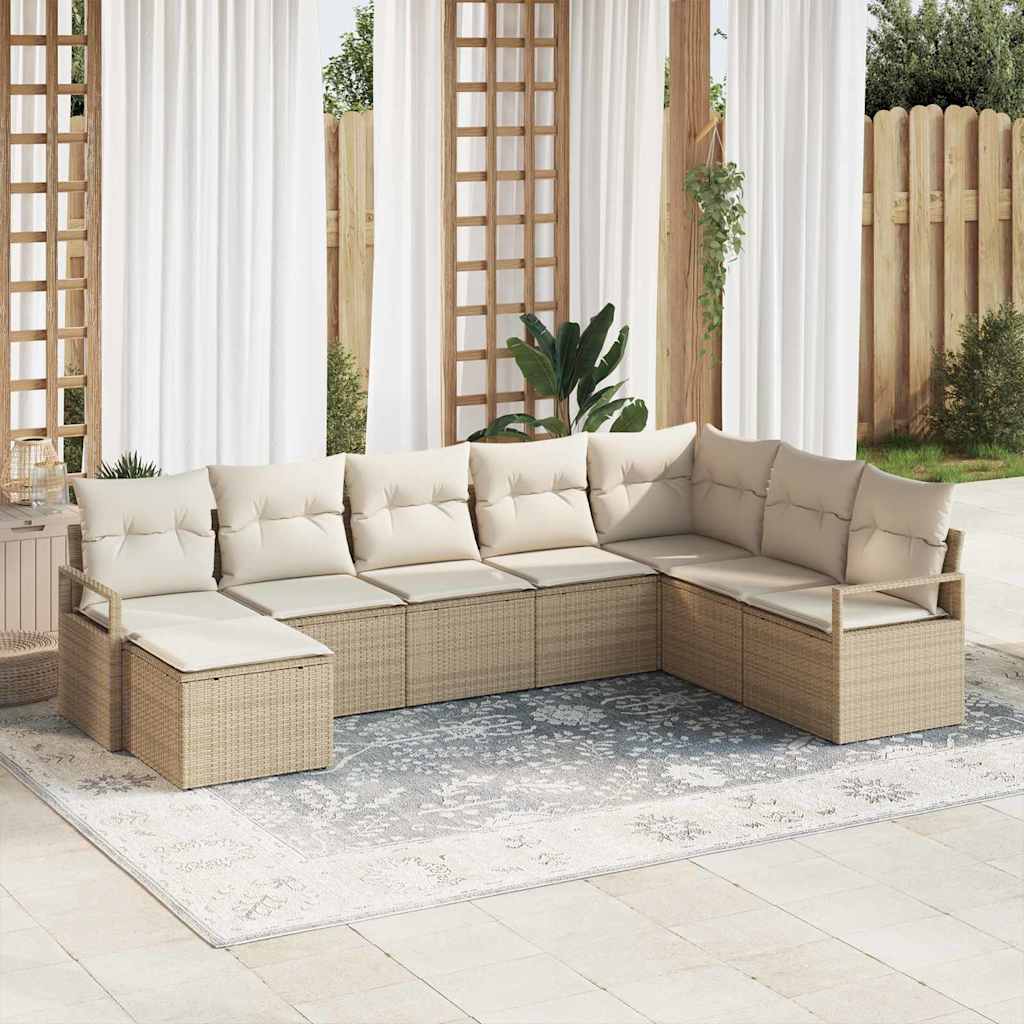 Set di divani da giardino 8 pezzi con cuscini beige in rattan sintetico 3355170