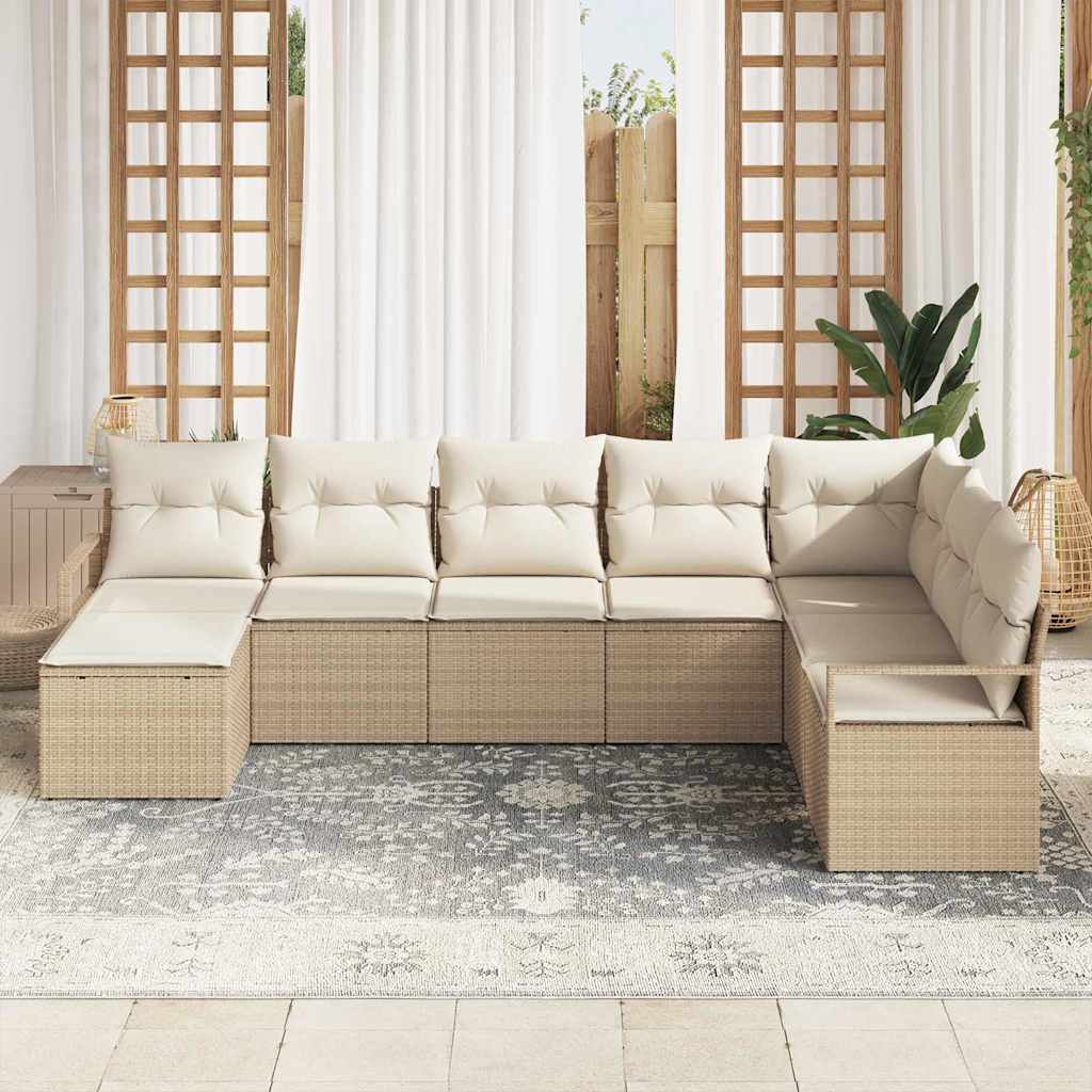 Set di divani da giardino 8 pezzi con cuscini beige in rattan sintetico 3355170