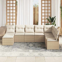 Set di divani da giardino 8 pezzi con cuscini beige in rattan sintetico 3355170