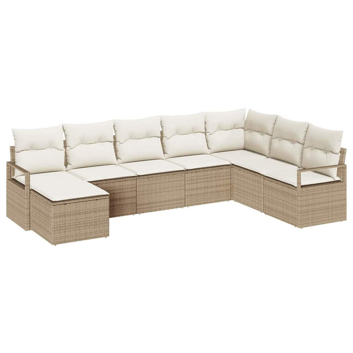 Set di divani da giardino 8 pezzi con cuscini beige in rattan sintetico 3355170