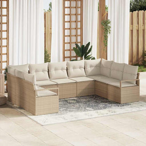 Set divano da giardino 9 pezzi con cuscini beige in poly rattan 3355210