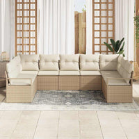 Set divano da giardino 9 pezzi con cuscini beige in poly rattan 3355210